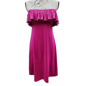Seafolly Fuschia Strapless Ruffle Chest Coverup Dress Small